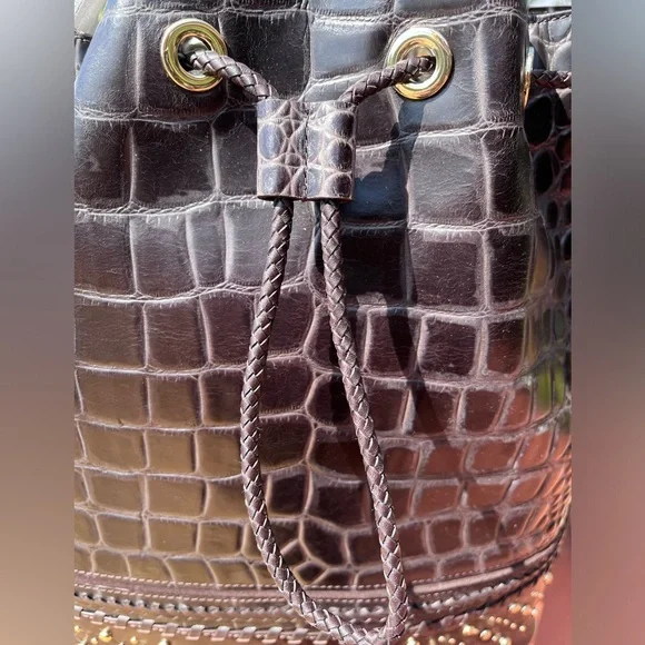 NWT Brahmin Marlowe DALLOWAY COCOA Leather Bucket Shoulder Bag